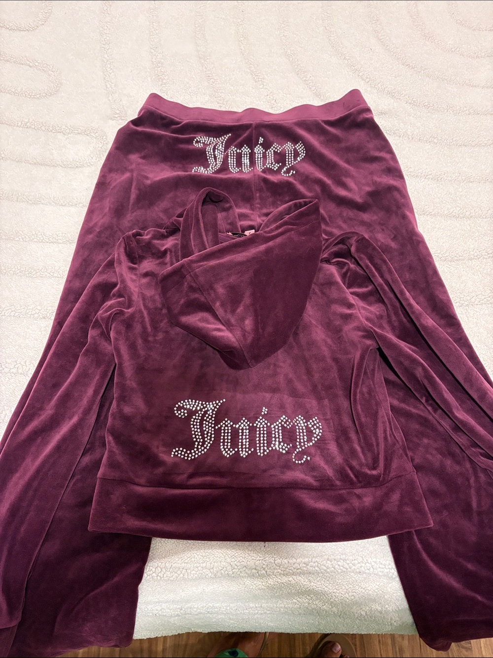 Juicy Couture Deep Plum Velour Set with Rhinestone Logo